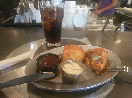 Cornish pasty on metal plate