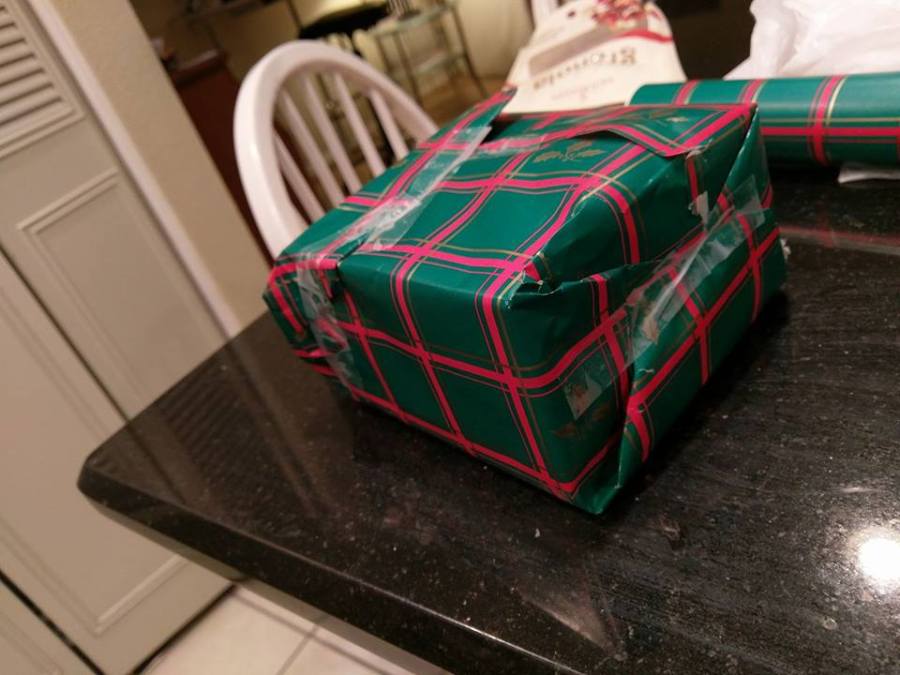 Jacked up wrapping job on a gift