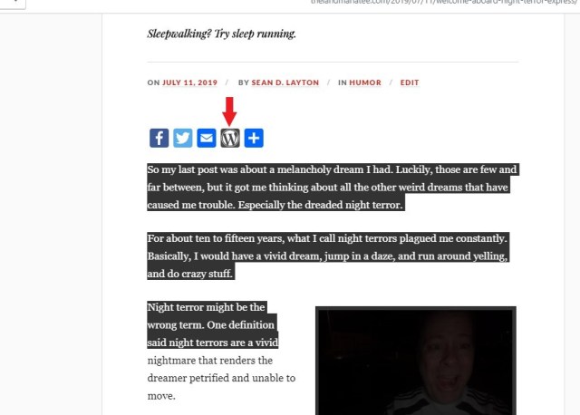 Press the WordPress button