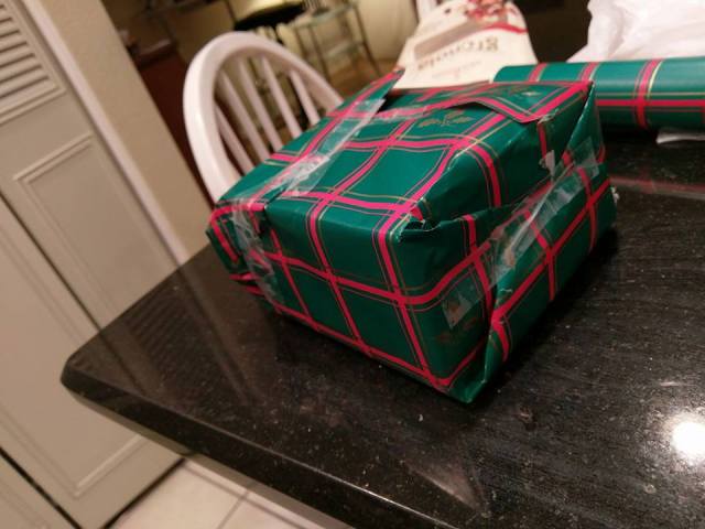 Jacked up wrapping job on a gift