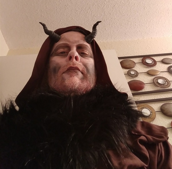 dressed like a demonic cultist