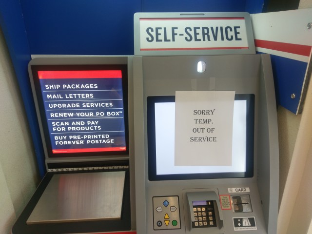 self service postage machine out of order